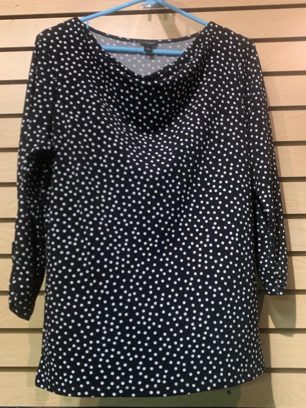 Ann Taylor Black and White Polka Dot Long Sleeve Top